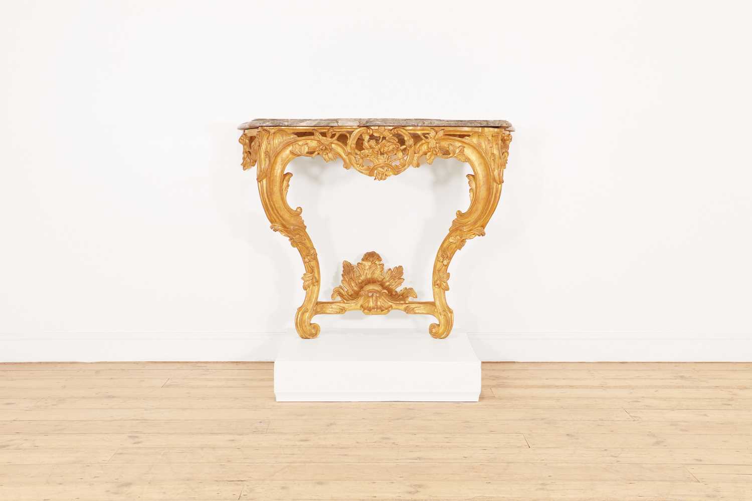 A Louis XV giltwood console table,