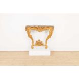 A Louis XV giltwood console table,
