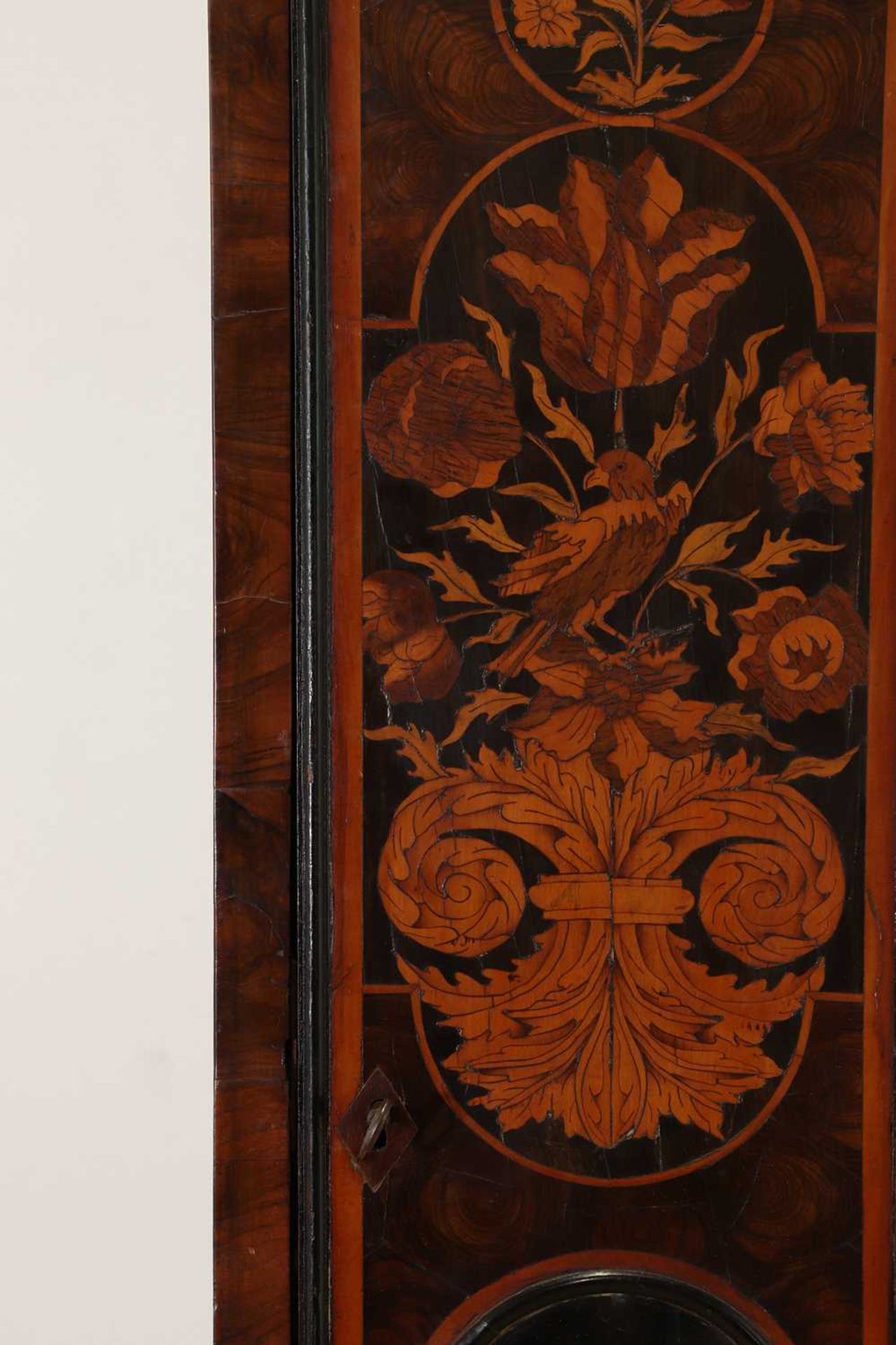 A William and Mary oyster-veneered olive wood, walnut and marquetry longcase clock, - Image 4 of 57