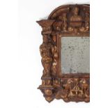 A Renaissance-style painted and parcel-gilt tabernacle mirror,