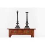 A pair of Louis XV-style patinated bronze table lamps,