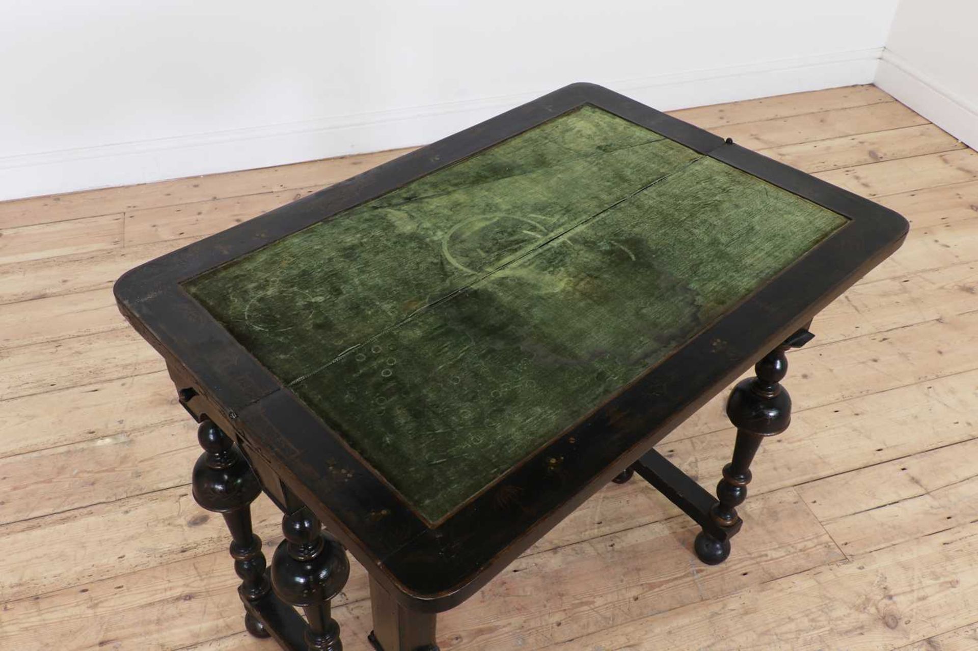 A William and Mary black-lacquered card table, - Image 6 of 6