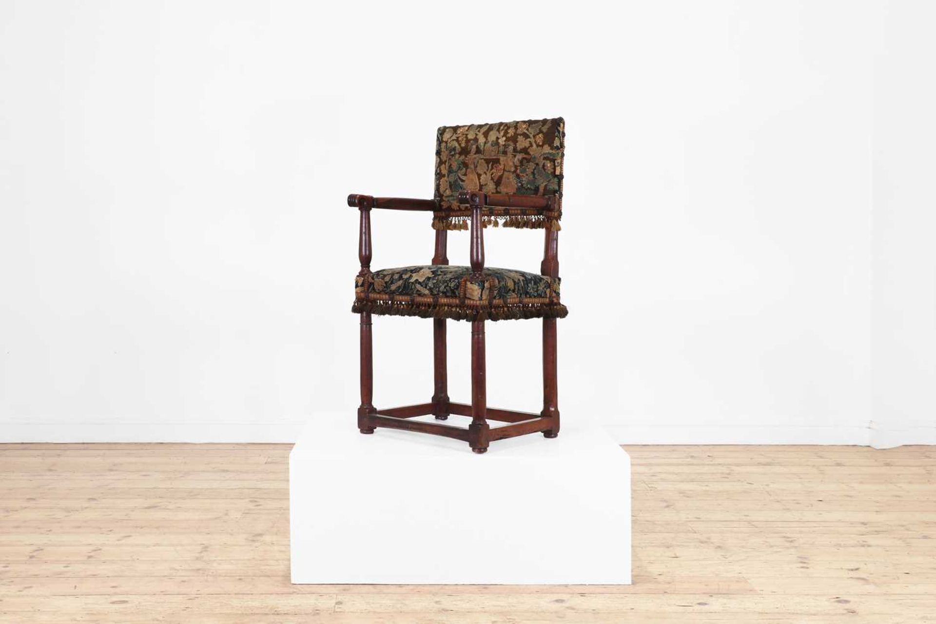 A walnut open armchair, - Image 5 of 9