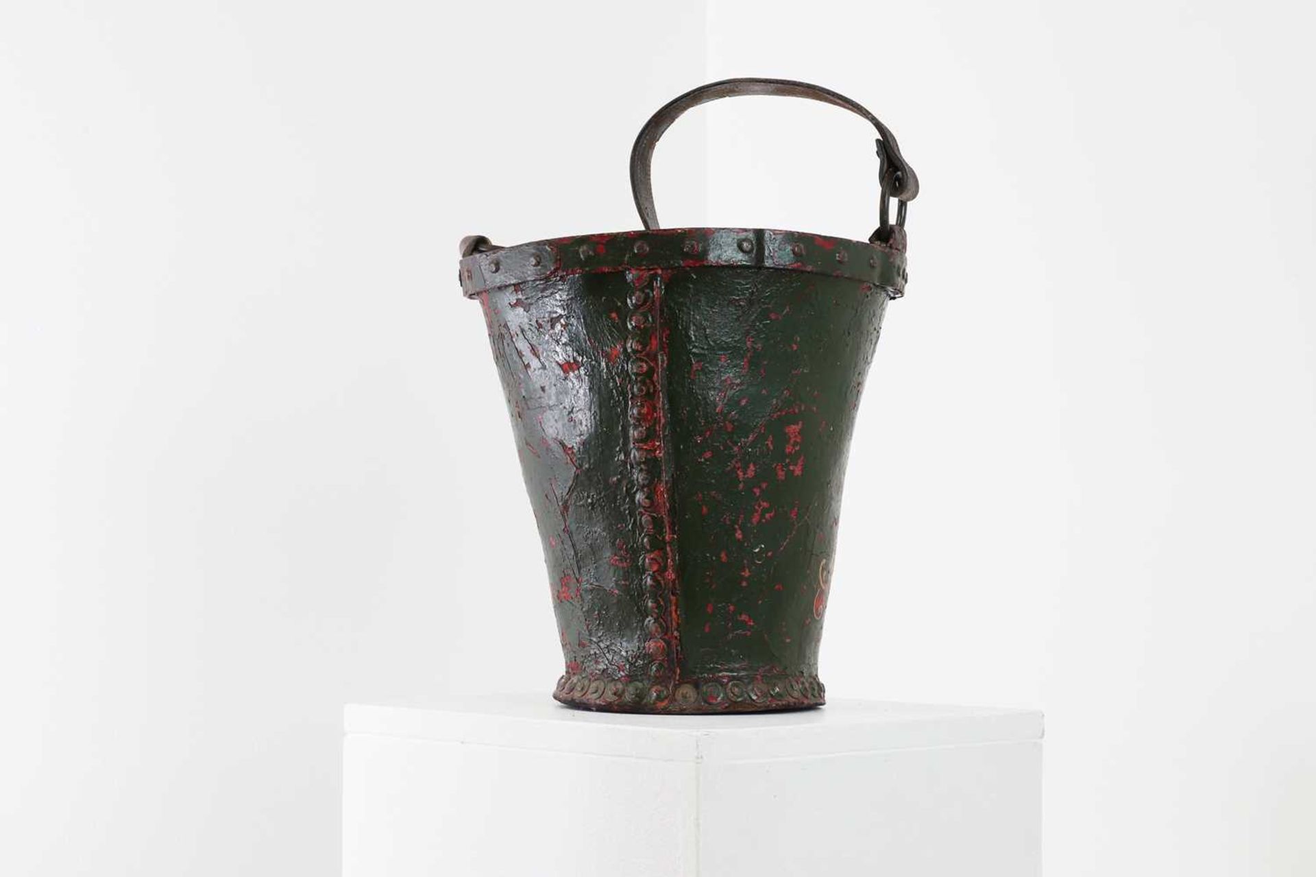 A Victorian painted leather fire bucket, - Image 5 of 8