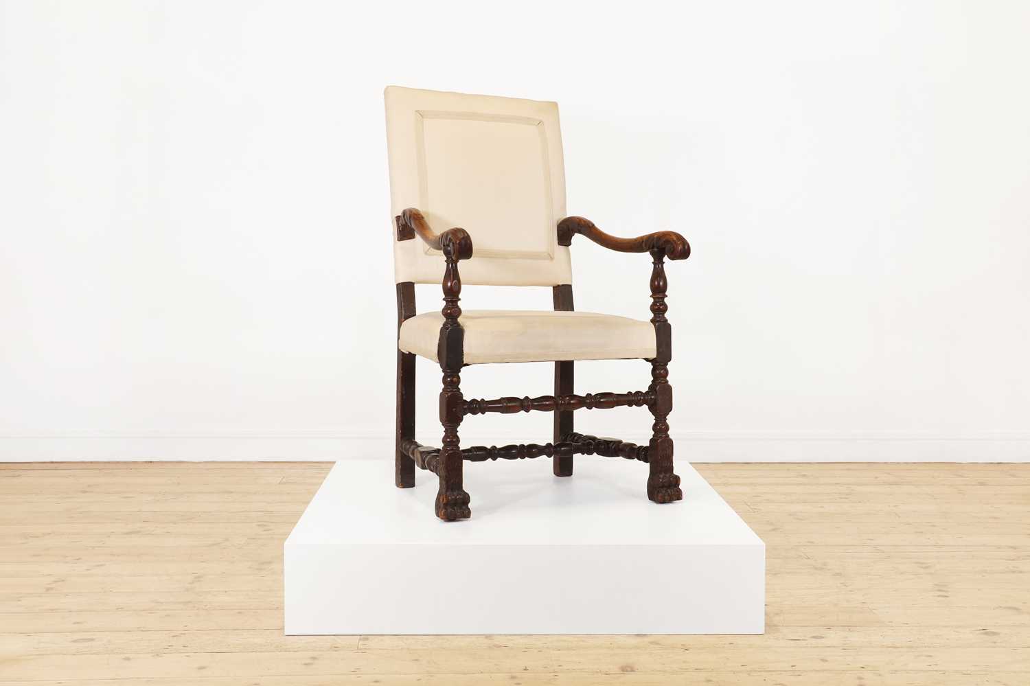 A carved walnut open armchair, - Image 3 of 7