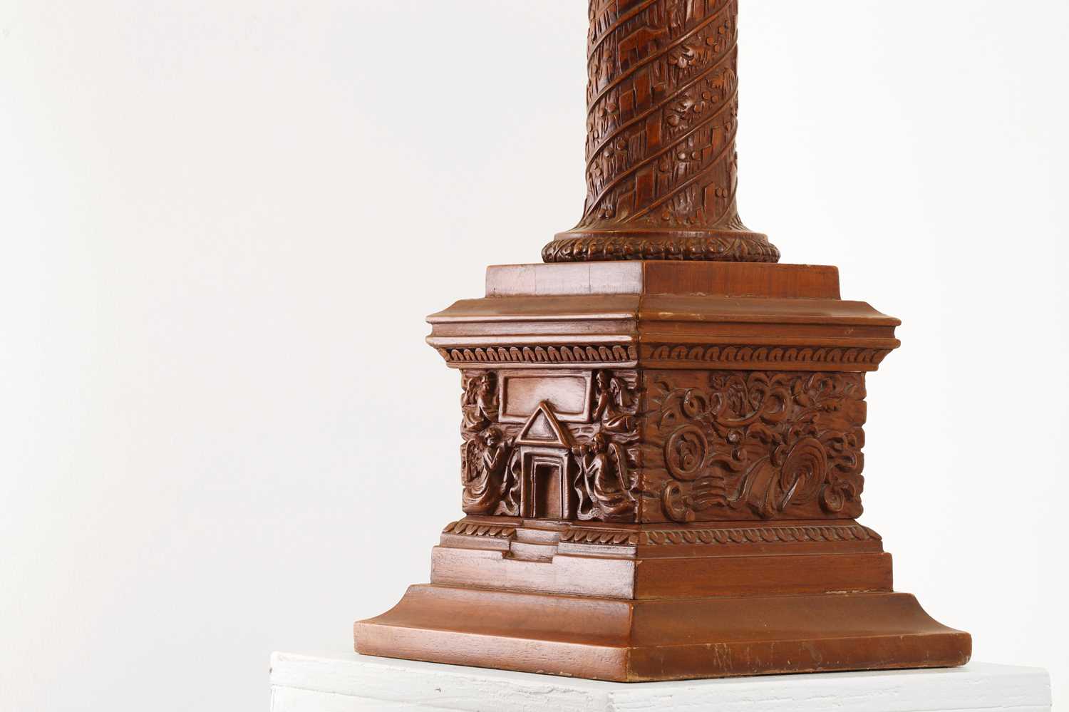 A grand tour carved walnut model of Trajan's Column, - Image 2 of 6