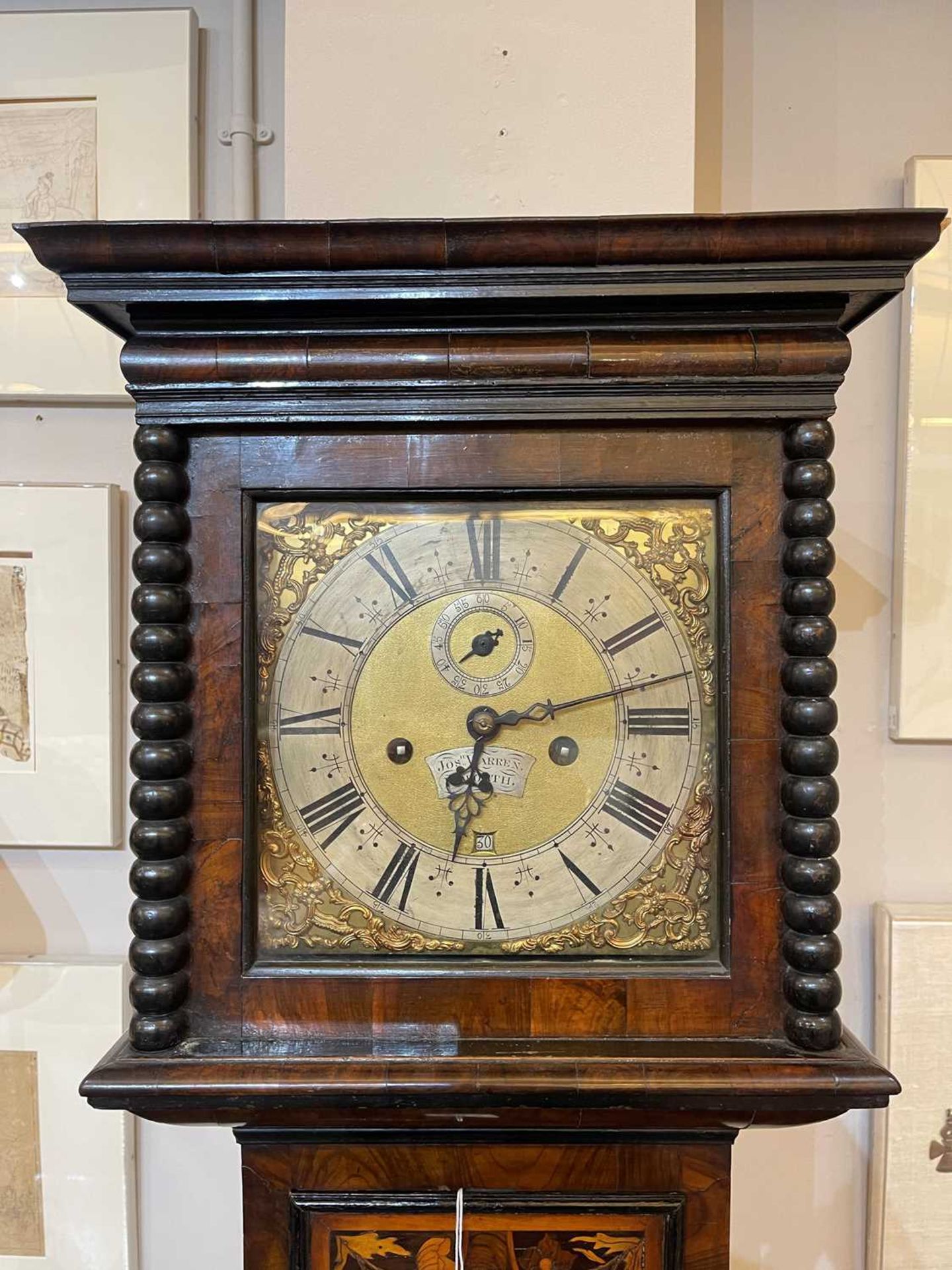 A William and Mary oyster-veneered olive wood, walnut and marquetry longcase clock, - Image 29 of 57