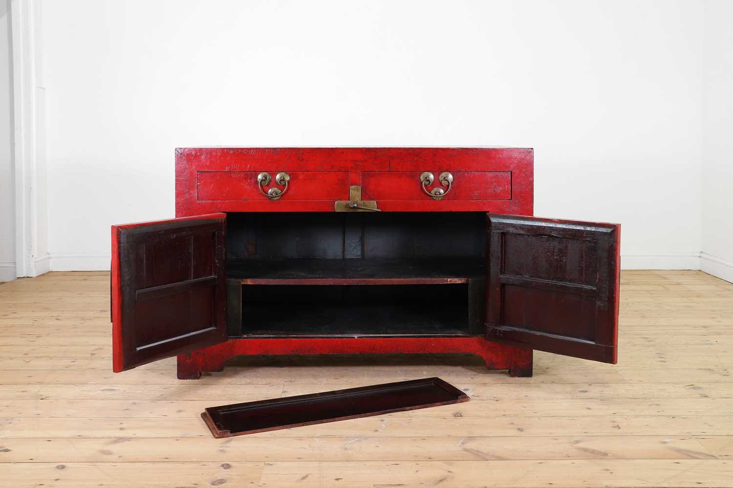 A red-lacquered elm side cabinet, - Image 10 of 12