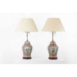 A pair of porcelain vase lamps,