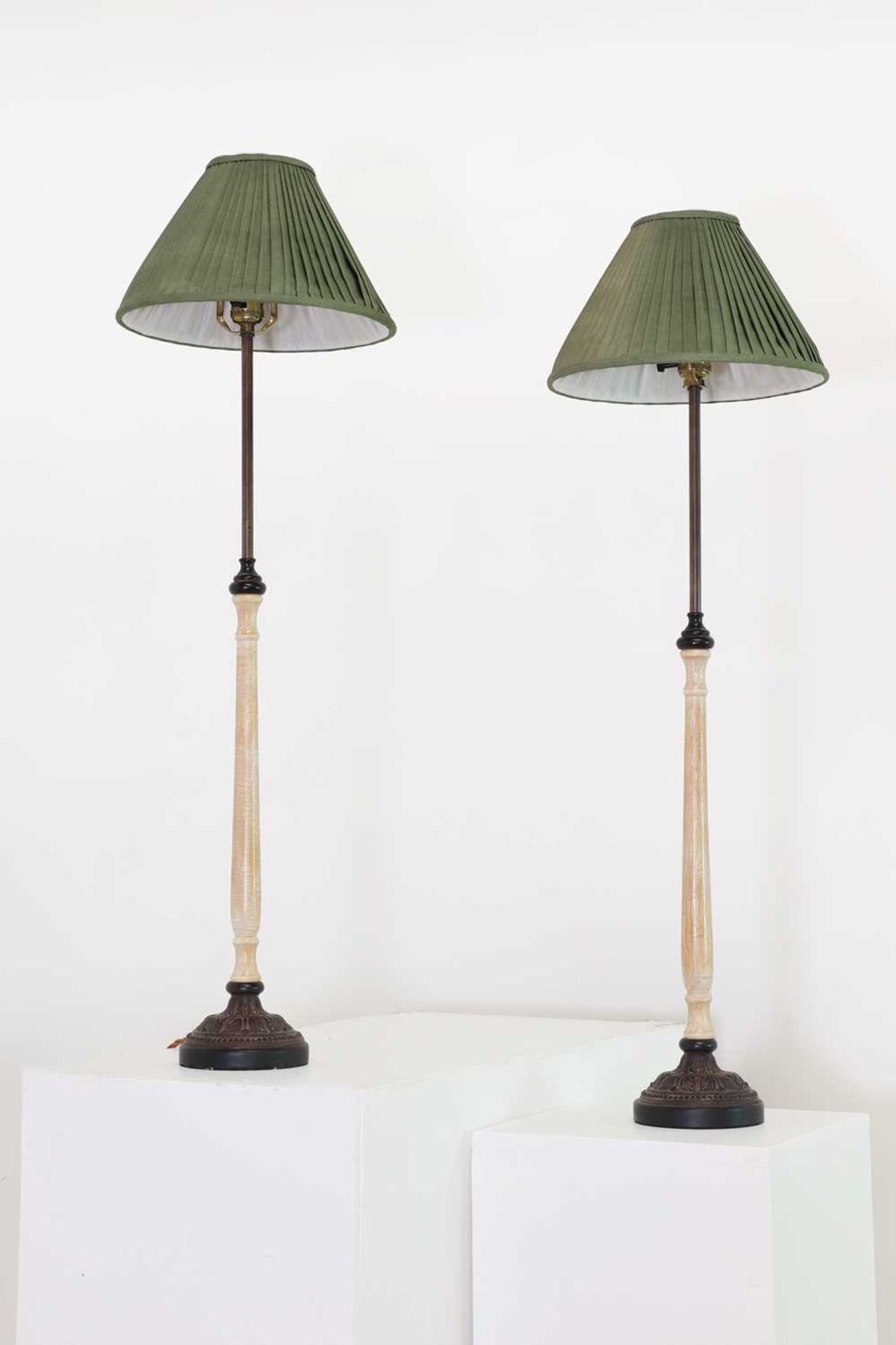 A pair of faux marble and embossed metal table lamps, - Image 2 of 18
