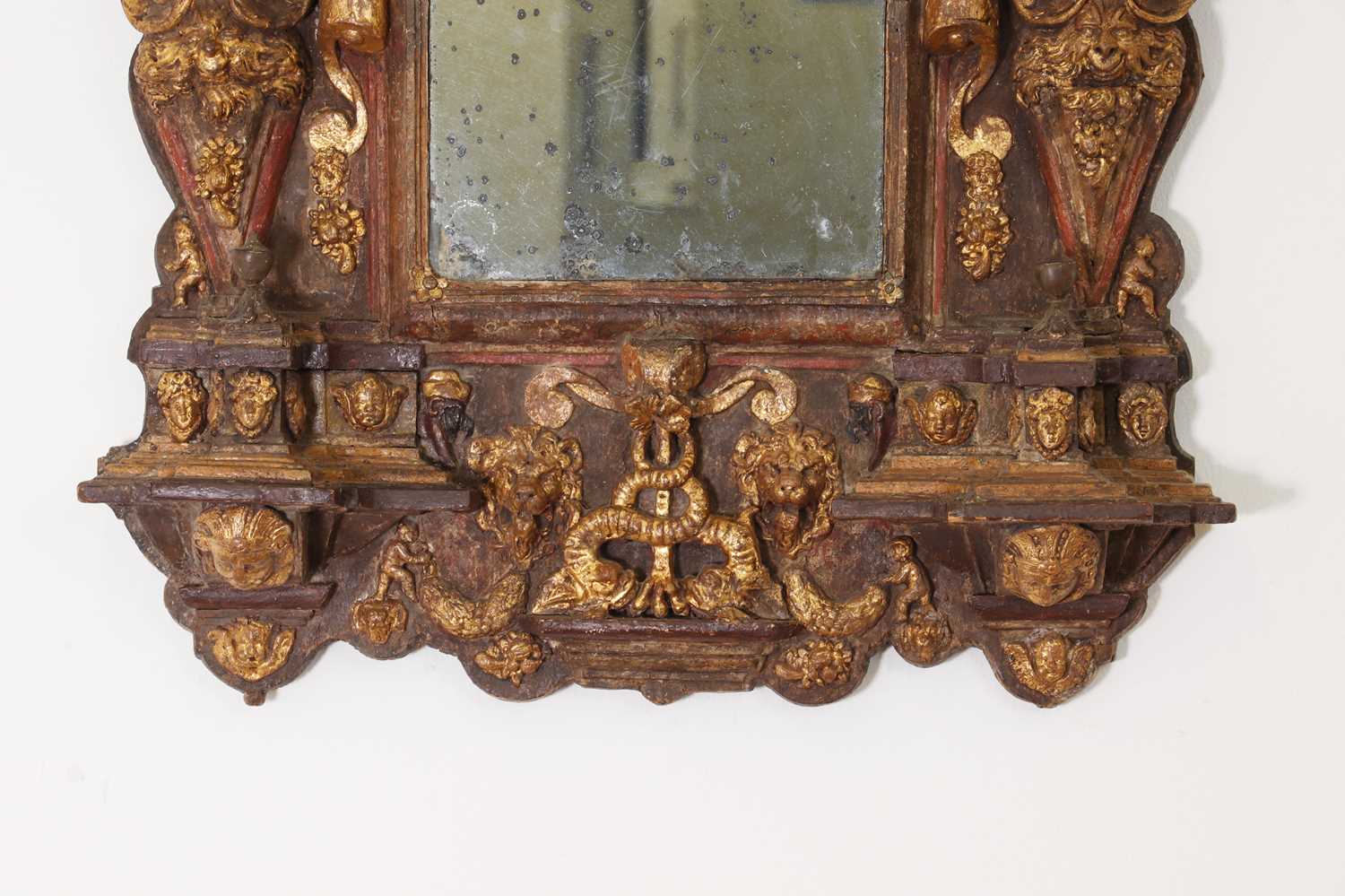 A Renaissance-style painted and parcel-gilt tabernacle mirror, - Image 9 of 69