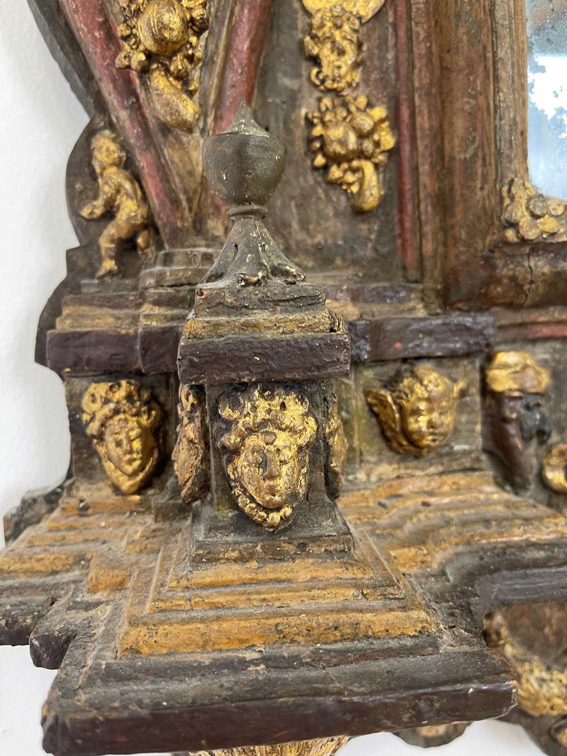 A Renaissance-style painted and parcel-gilt tabernacle mirror, - Image 38 of 69