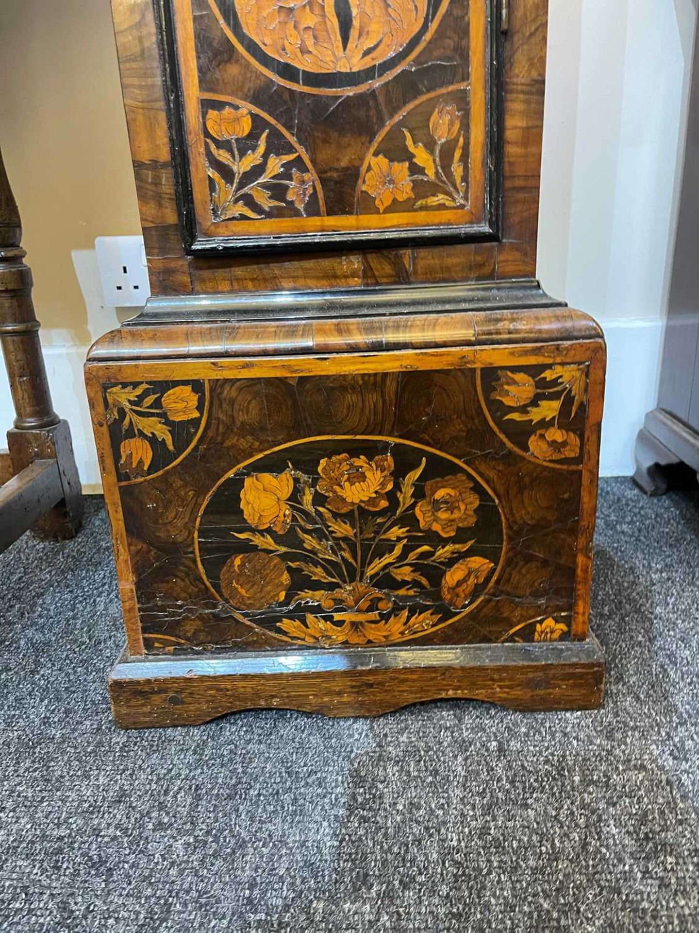 A William and Mary oyster-veneered olive wood, walnut and marquetry longcase clock, - Image 51 of 57