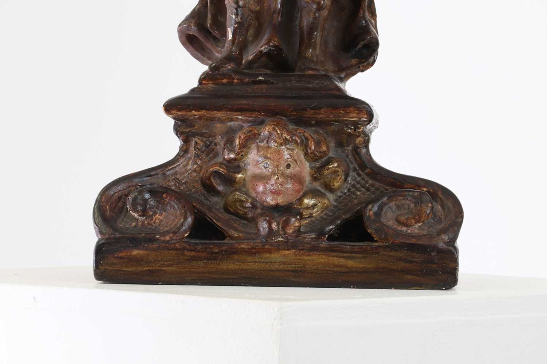 A carved and polychrome painted candleholder, - Image 6 of 6