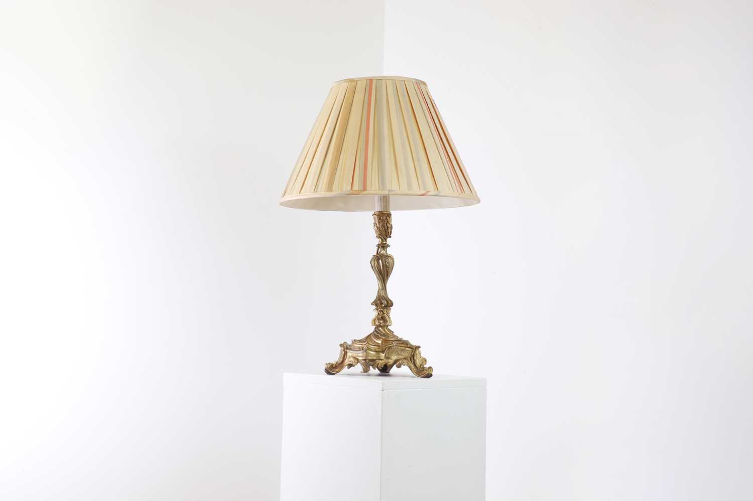 A Louis XV-style ormolu candlestick lamp,