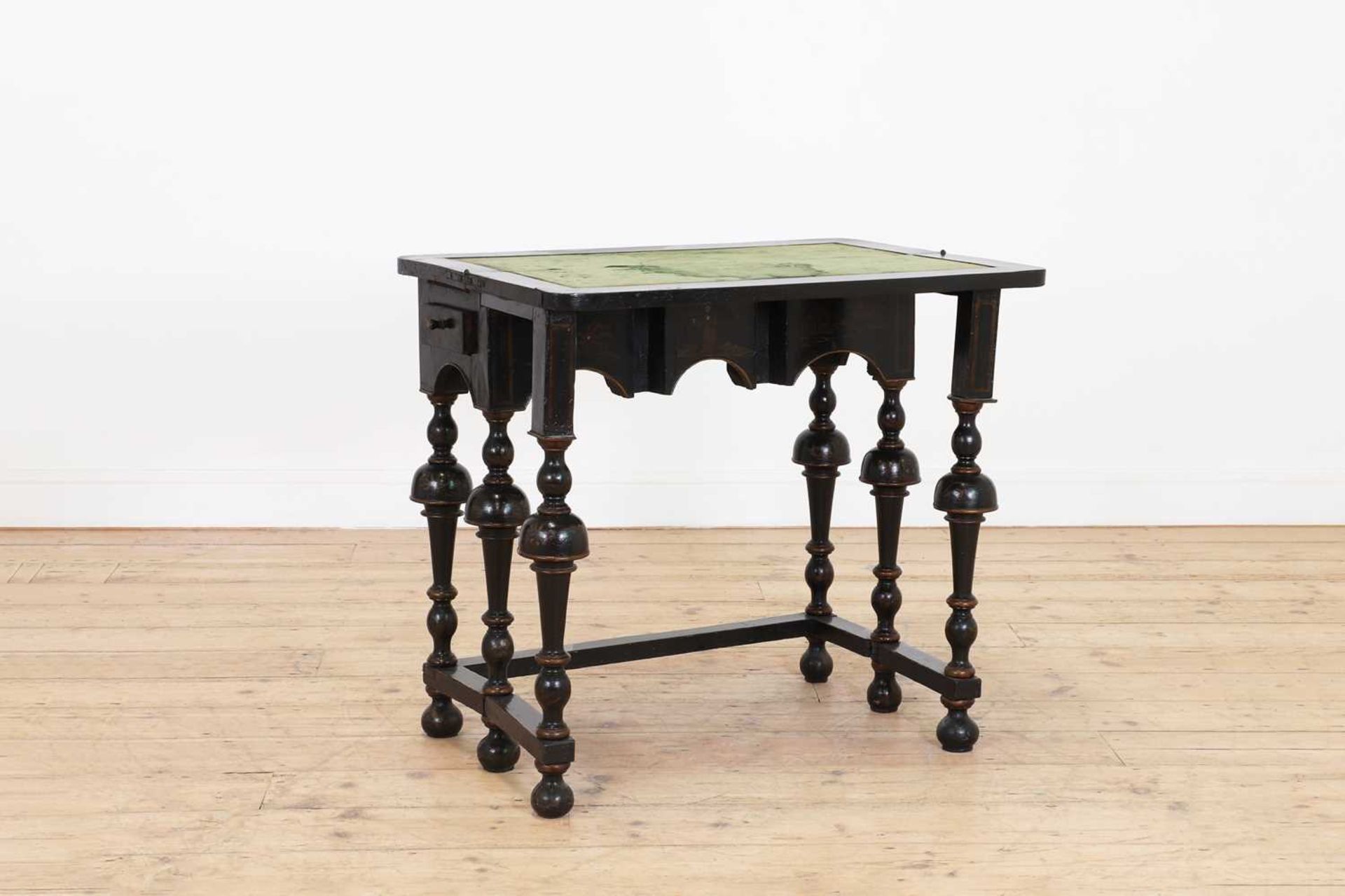 A William and Mary black-lacquered card table, - Image 4 of 6