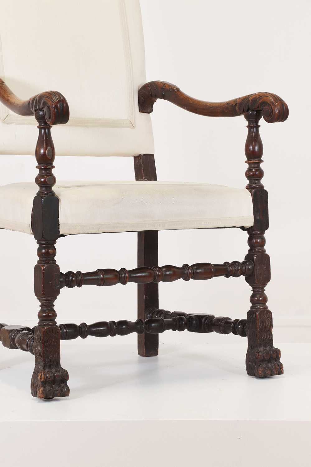 A carved walnut open armchair, - Image 6 of 7