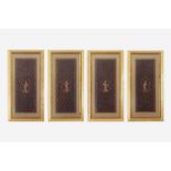 A set of four pierced and lacquered screen panels,