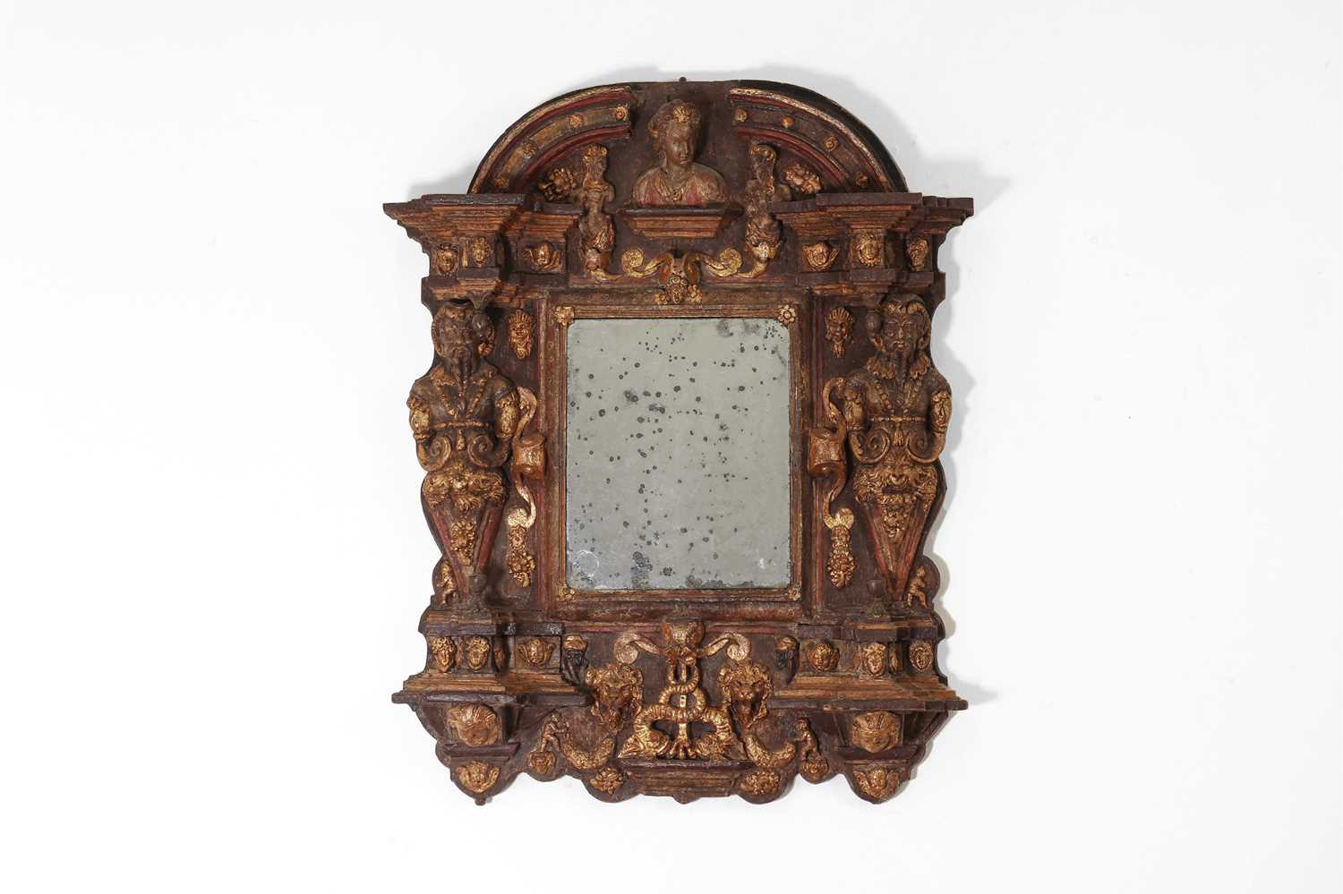 A Renaissance-style painted and parcel-gilt tabernacle mirror, - Image 2 of 69