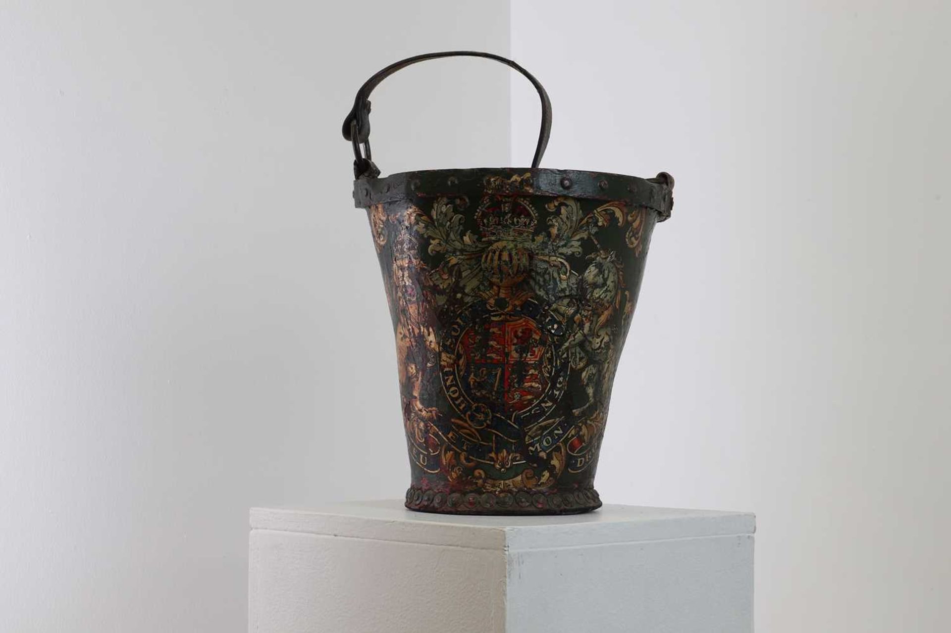 A Victorian painted leather fire bucket, - Image 3 of 8