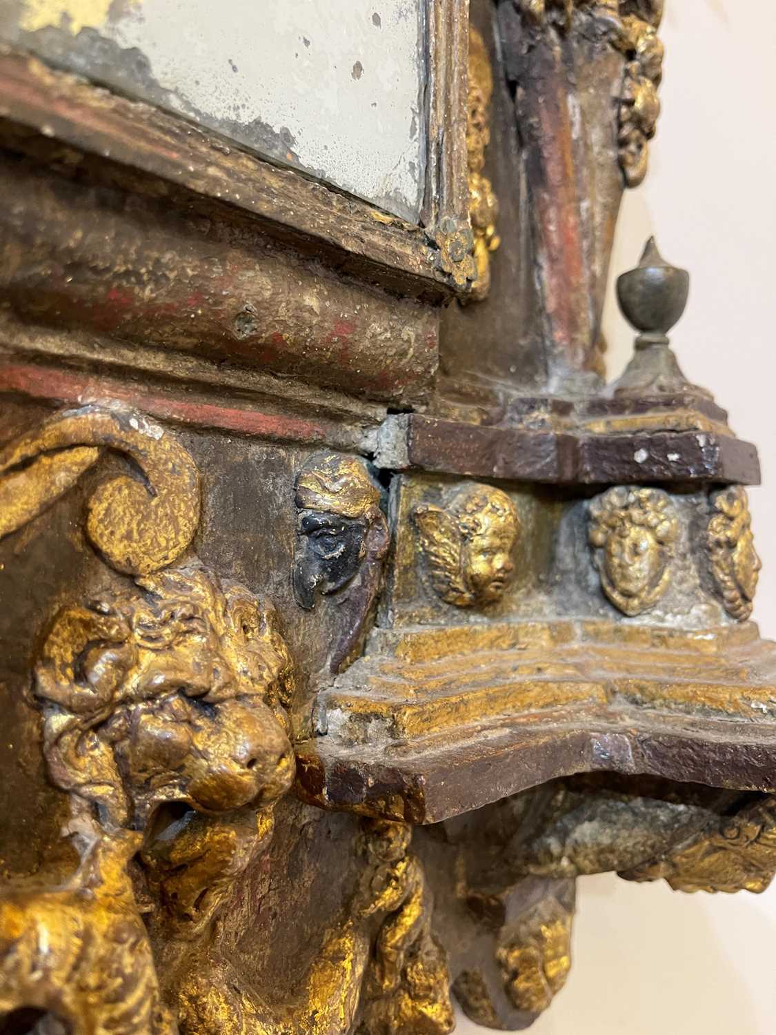 A Renaissance-style painted and parcel-gilt tabernacle mirror, - Image 59 of 69