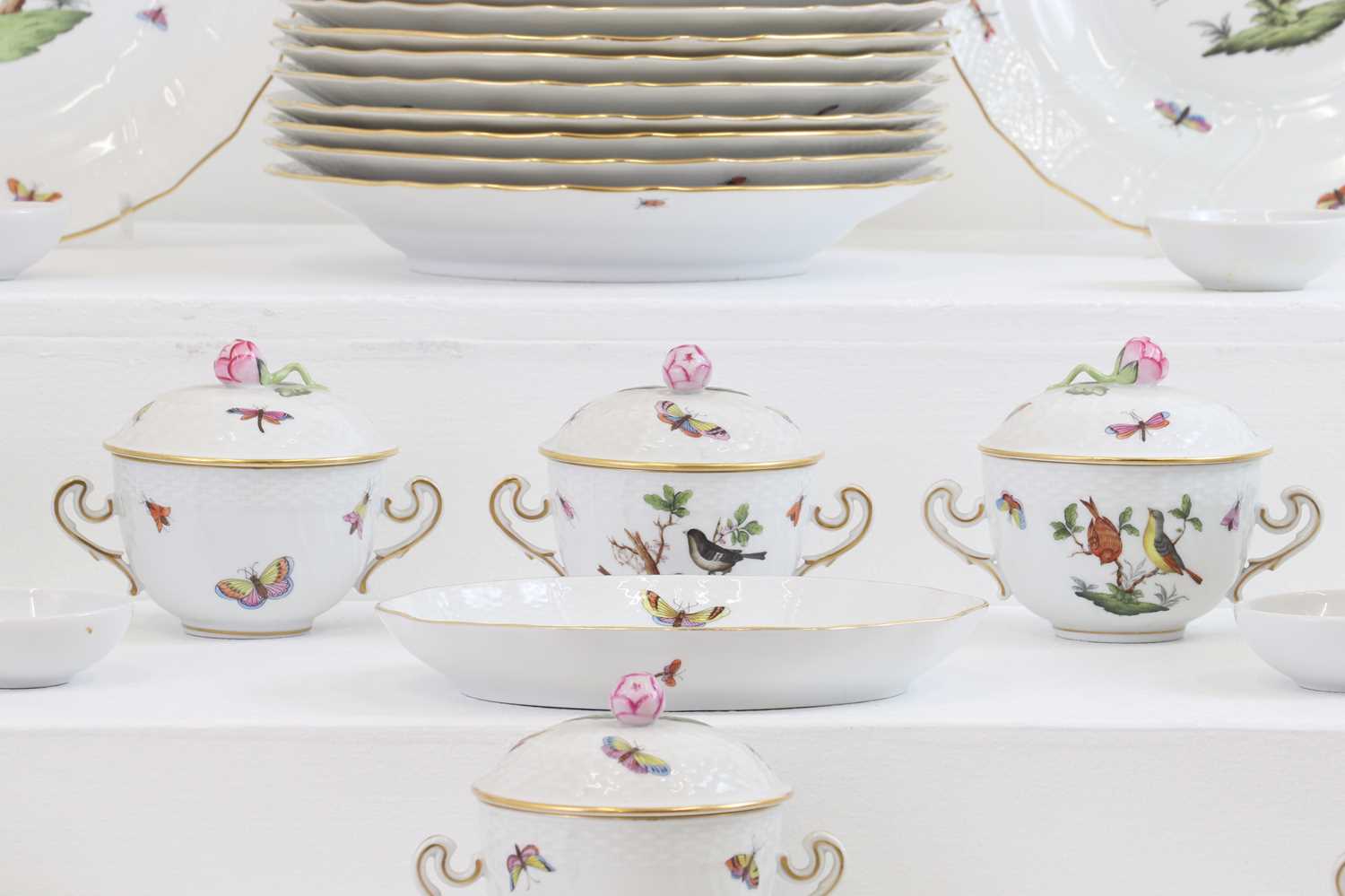 A Herend porcelain 'Rothschild Bird' dinner service, - Image 3 of 40