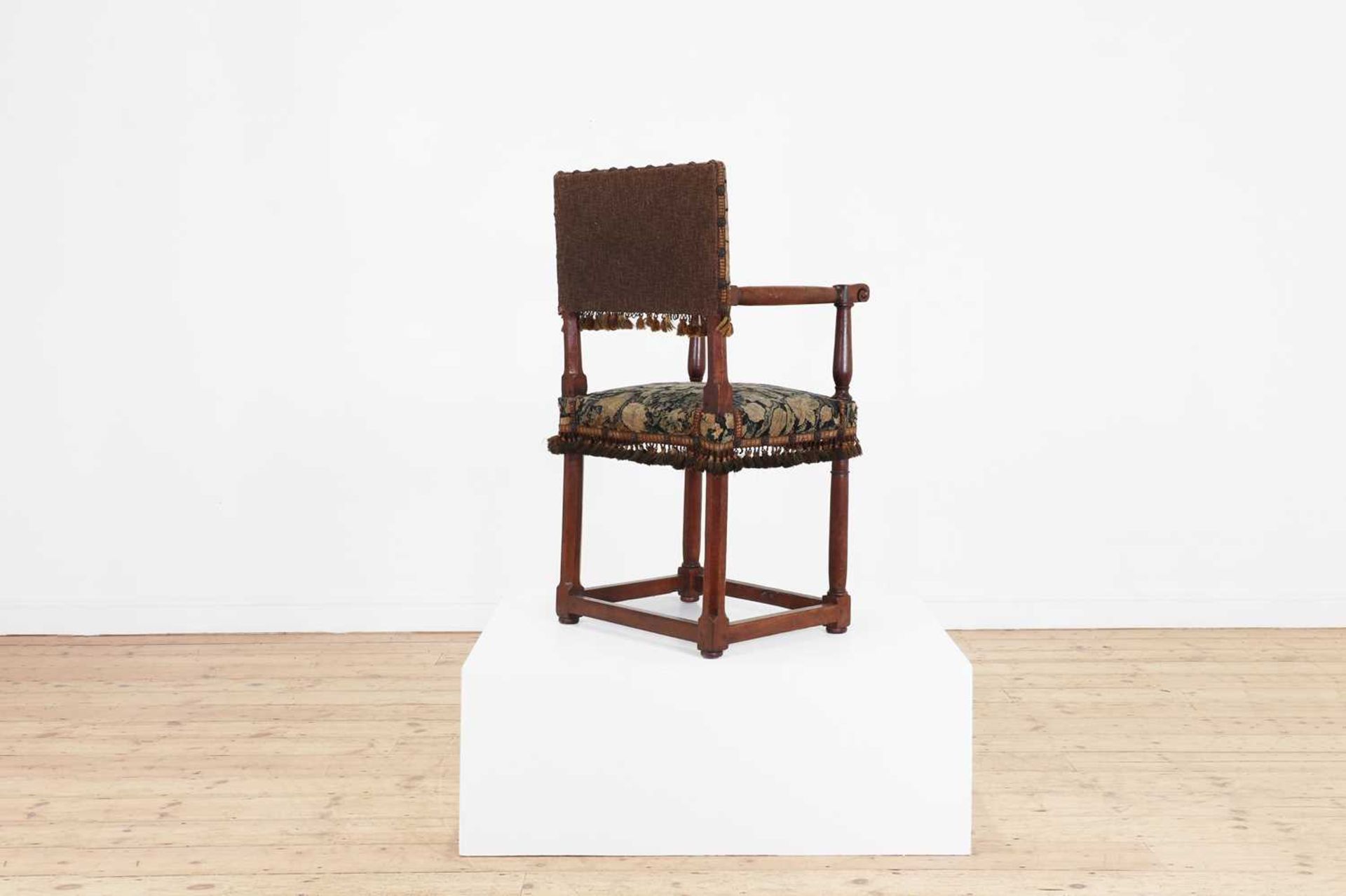 A walnut open armchair, - Image 4 of 9