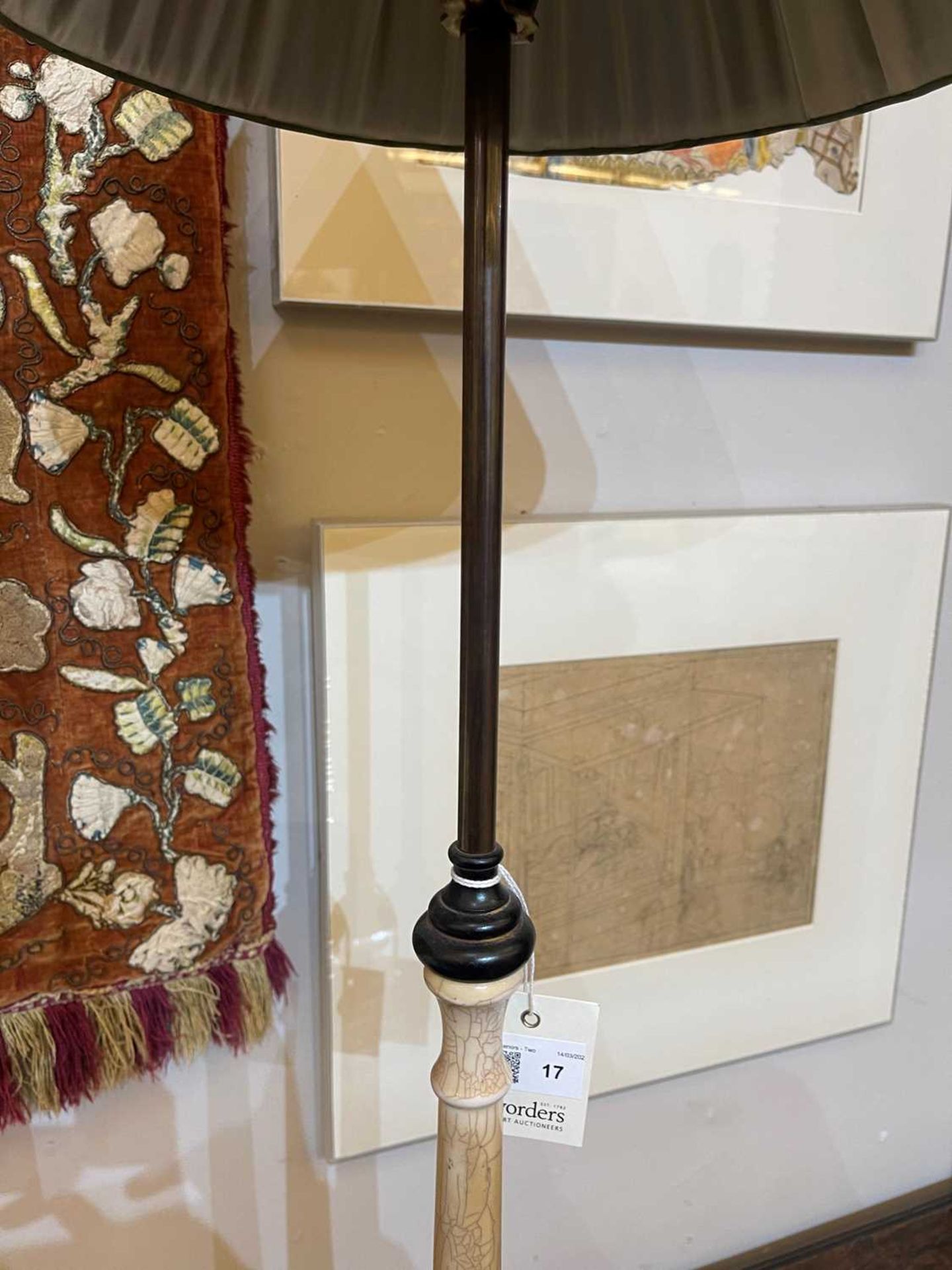 A pair of faux marble and embossed metal table lamps, - Image 6 of 18