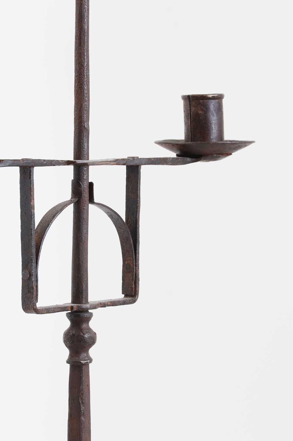 A pair of wrought iron pricket candelabra, - Image 4 of 4