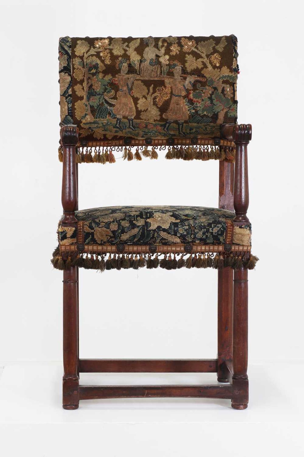 A walnut open armchair, - Image 3 of 9