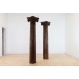 A pair of carved pine columns,