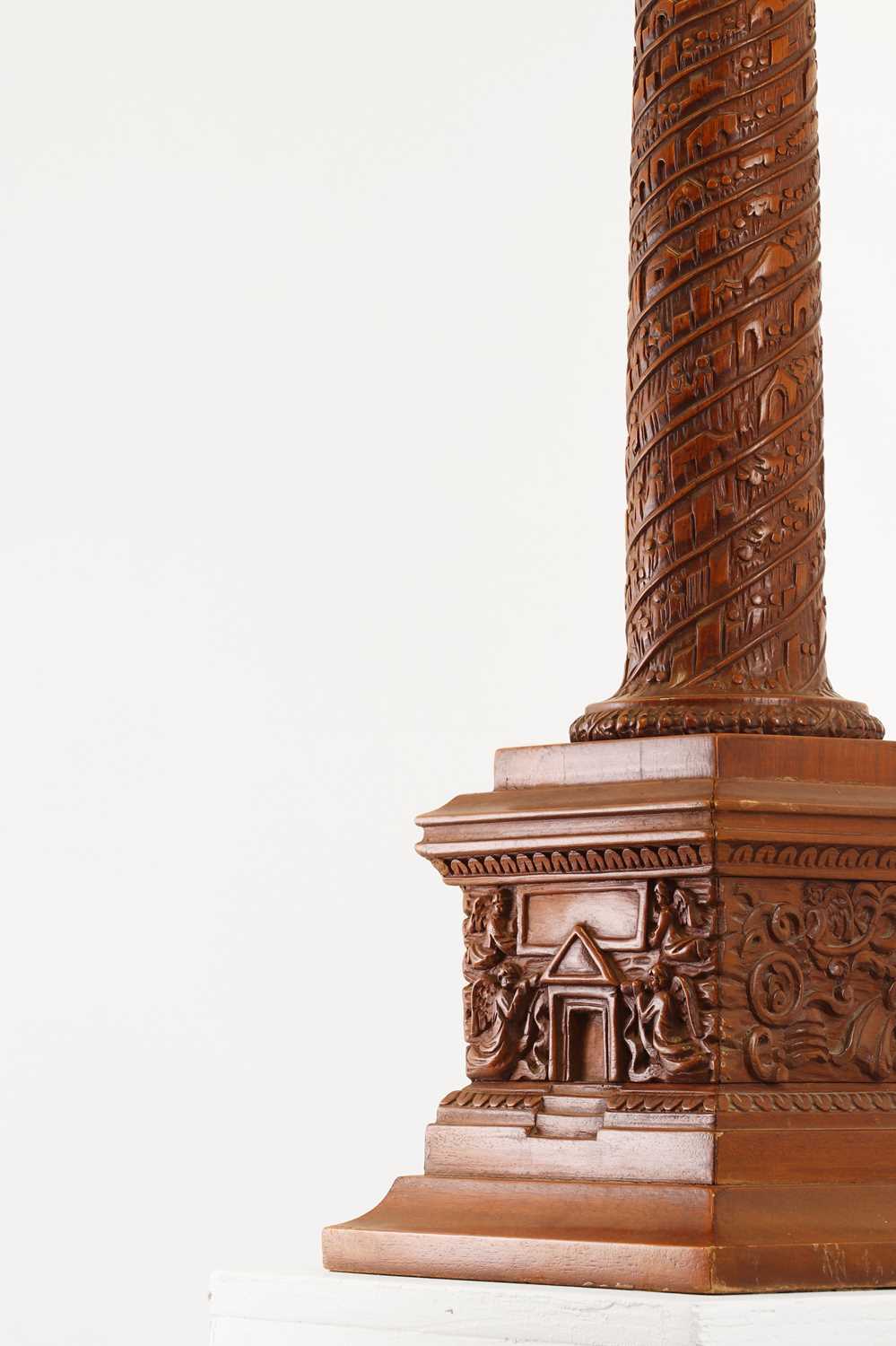 A grand tour carved walnut model of Trajan's Column, - Image 3 of 6