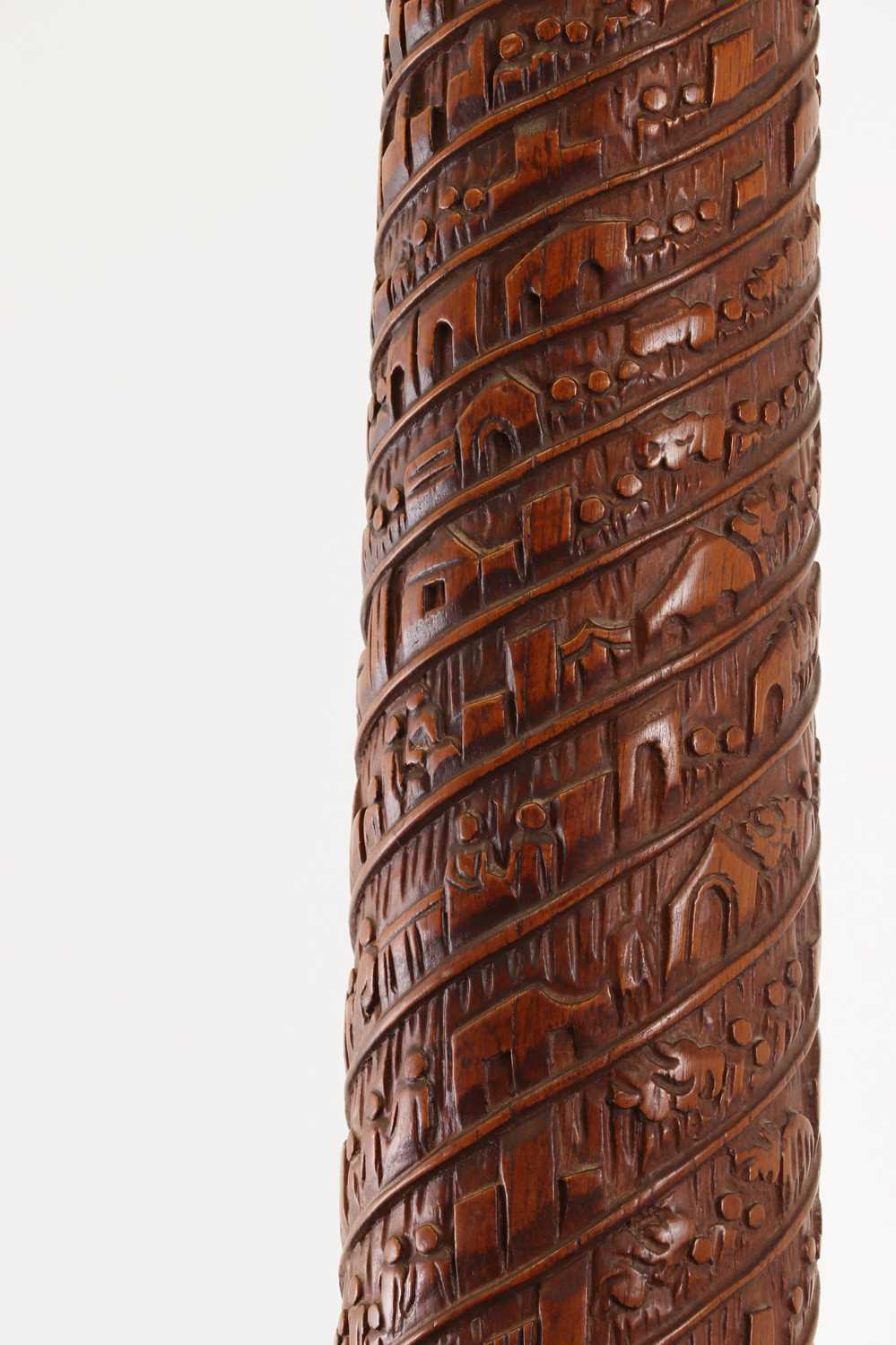 A grand tour carved walnut model of Trajan's Column, - Image 4 of 6