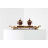 A rouge griotte marble and ormolu desk stand,