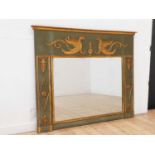 An Empire painted and parcel-gilt trumeau mirror,