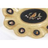 A grand tour gilt-metal and pietra dura dish,