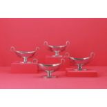 A set of four George III silver boat-shaped salts,