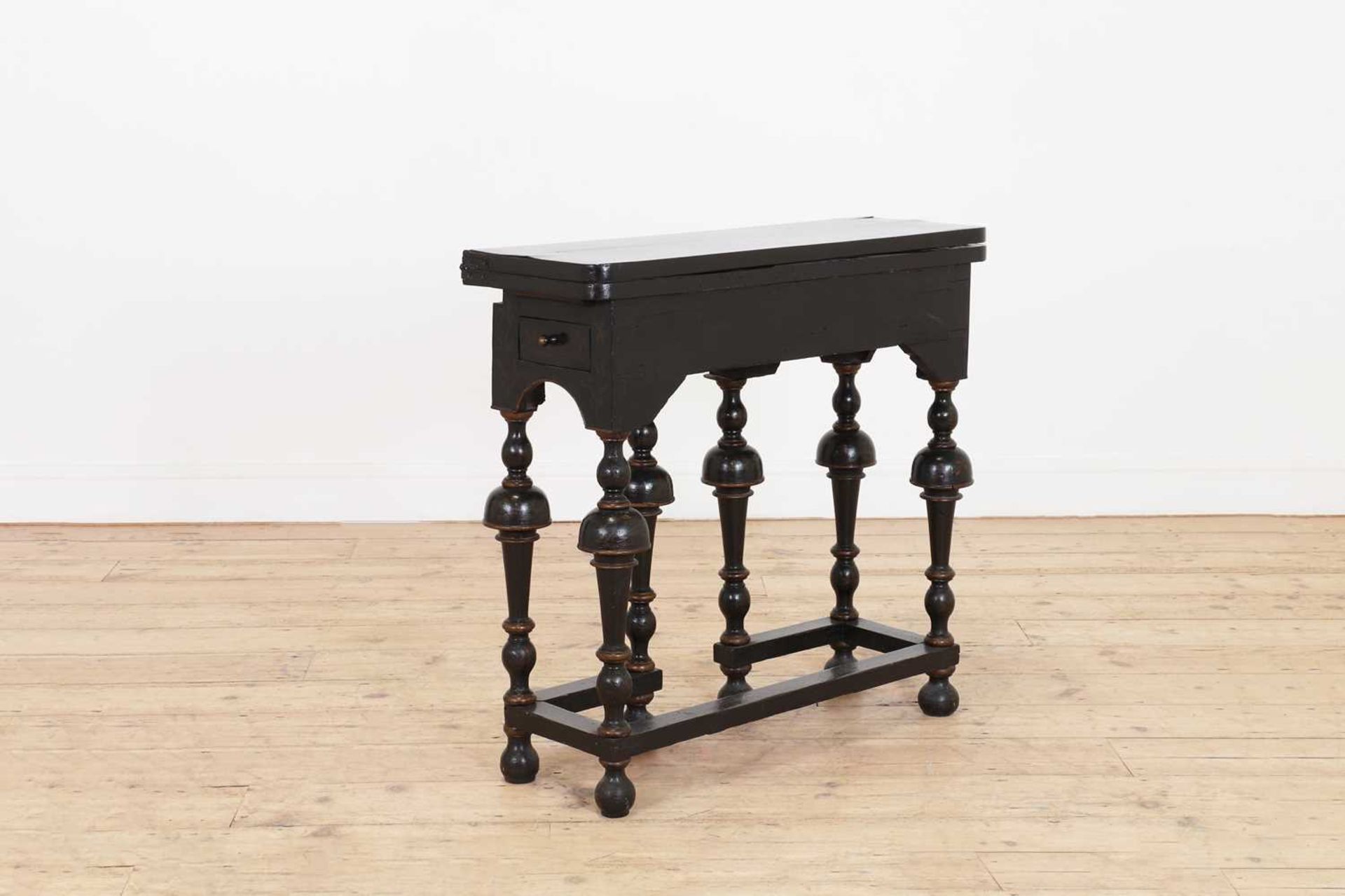 A William and Mary black-lacquered card table, - Image 3 of 6
