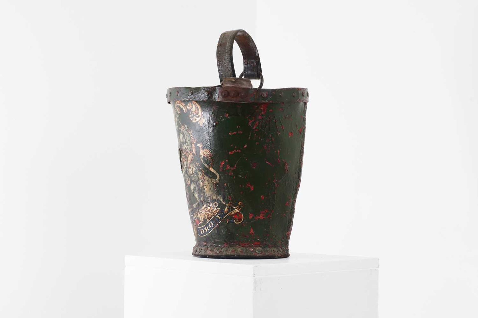 A Victorian painted leather fire bucket, - Image 4 of 8