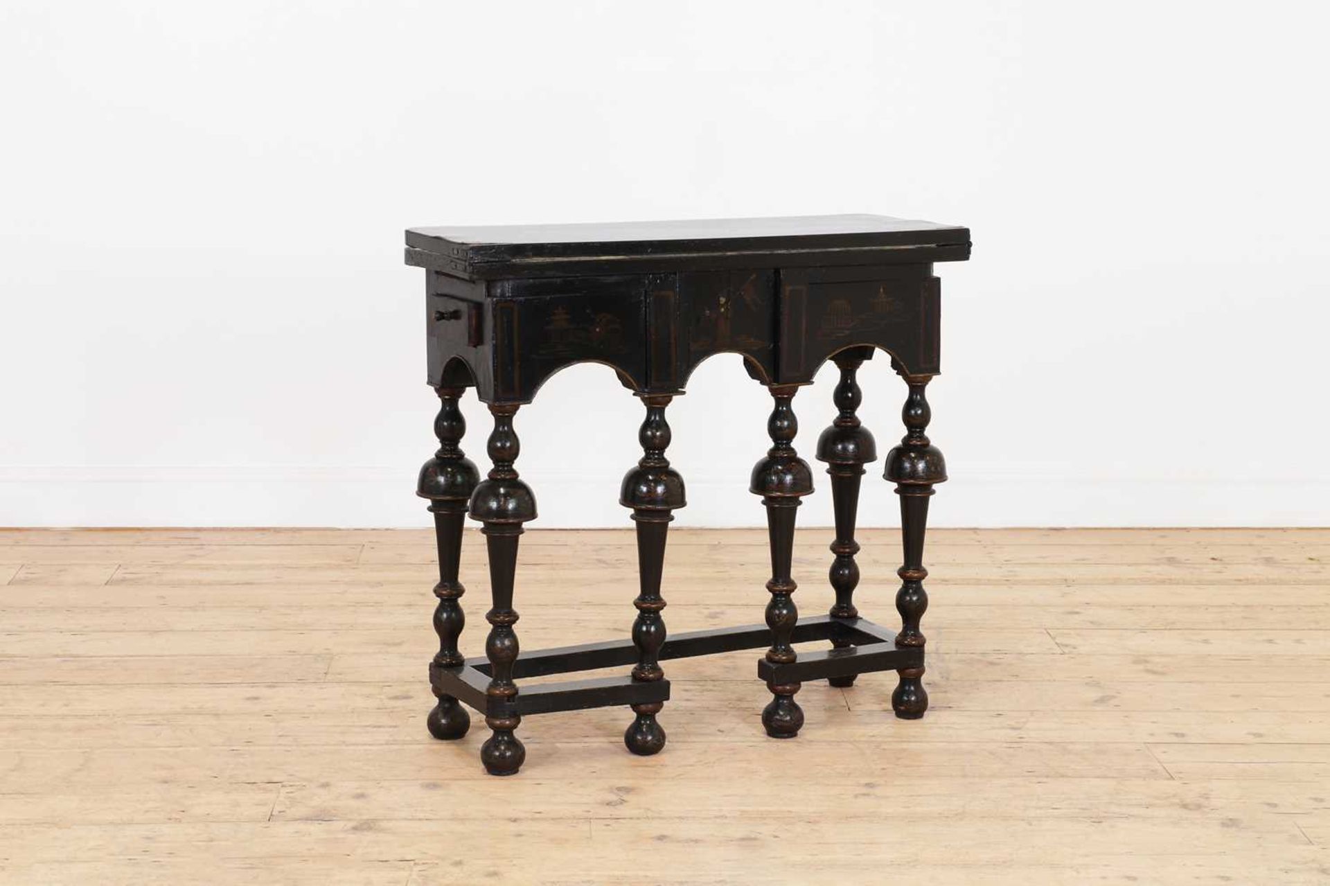 A William and Mary black-lacquered card table, - Image 2 of 6