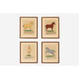 A set of four Udaipur School paintings of Marwari horses,