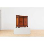 An Edwardian satinwood and mahogany side cabinet,