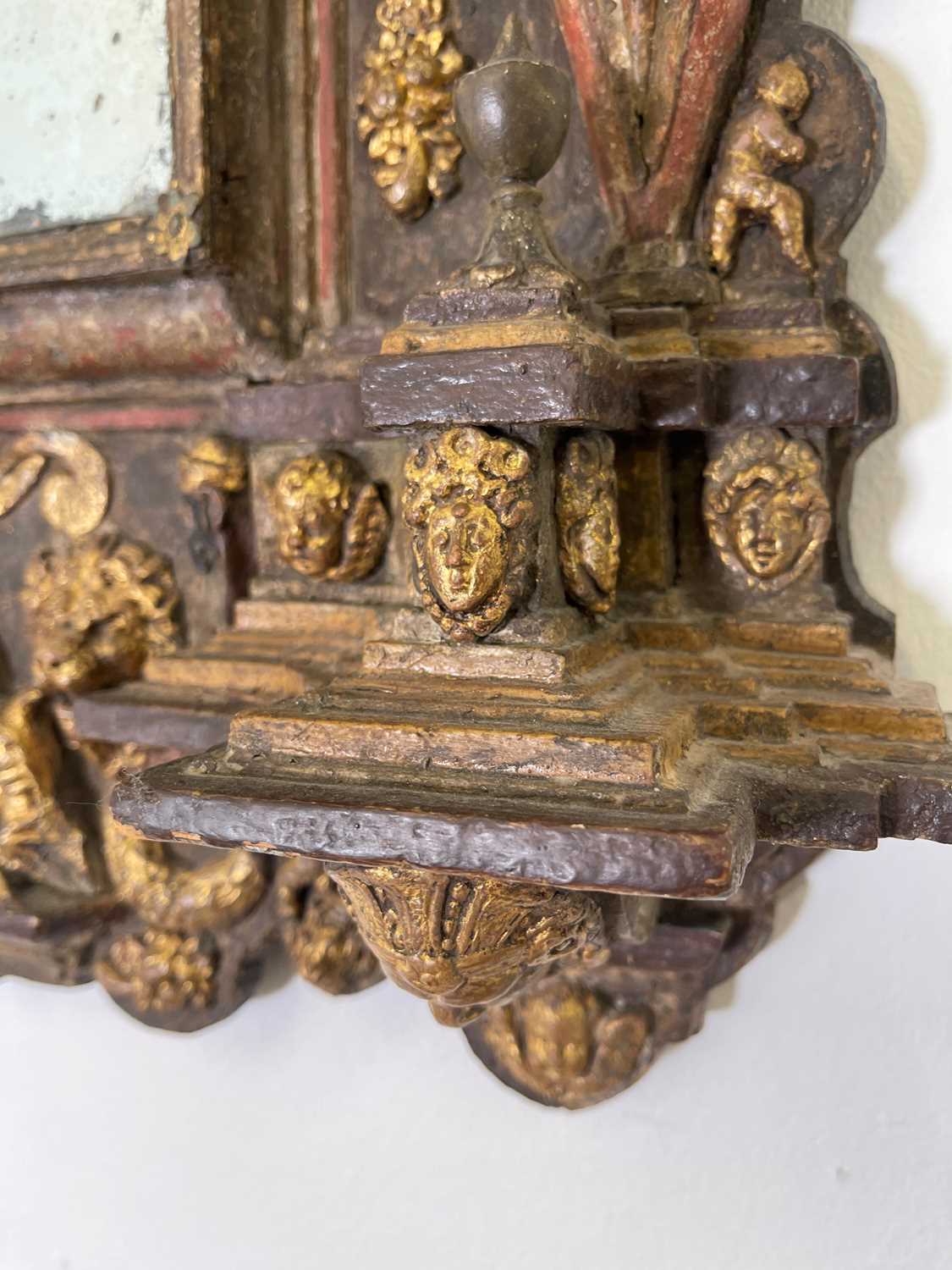 A Renaissance-style painted and parcel-gilt tabernacle mirror, - Image 30 of 69