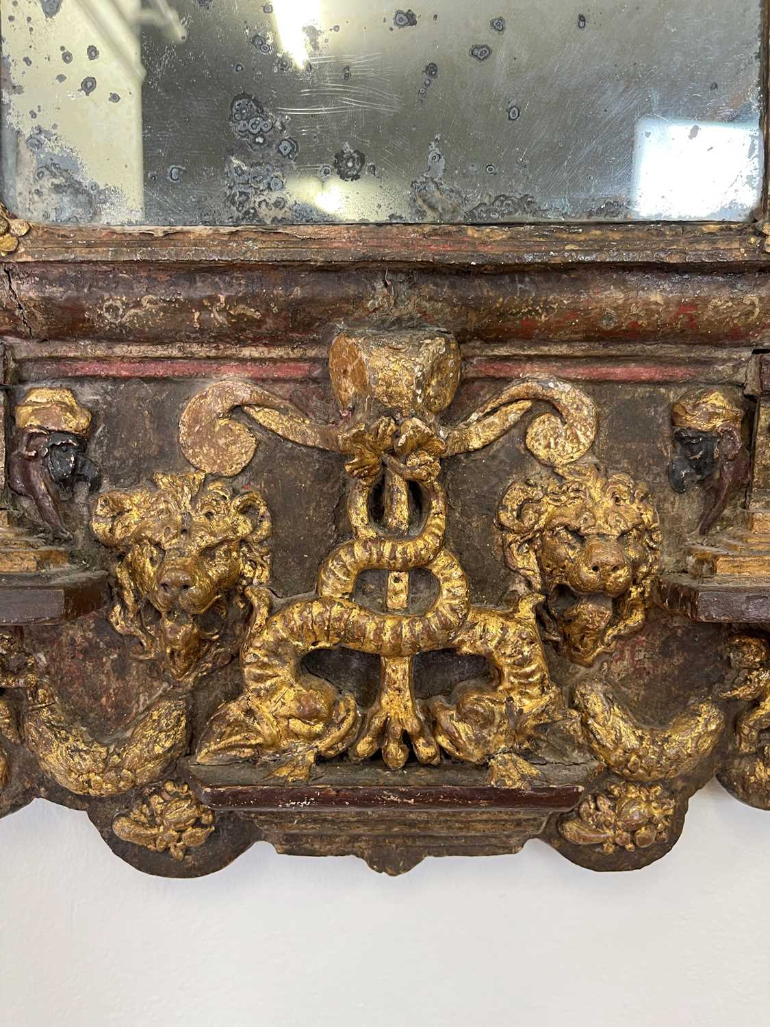 A Renaissance-style painted and parcel-gilt tabernacle mirror, - Image 13 of 69