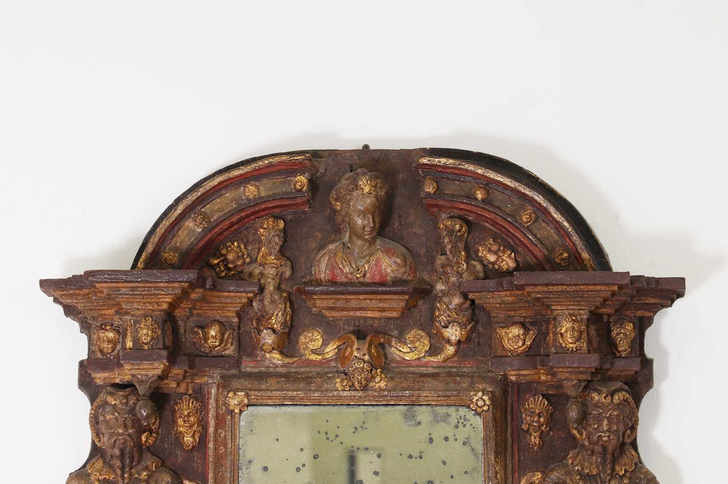 A Renaissance-style painted and parcel-gilt tabernacle mirror, - Image 7 of 69