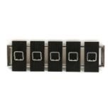 A chrome and black ash wall rack,