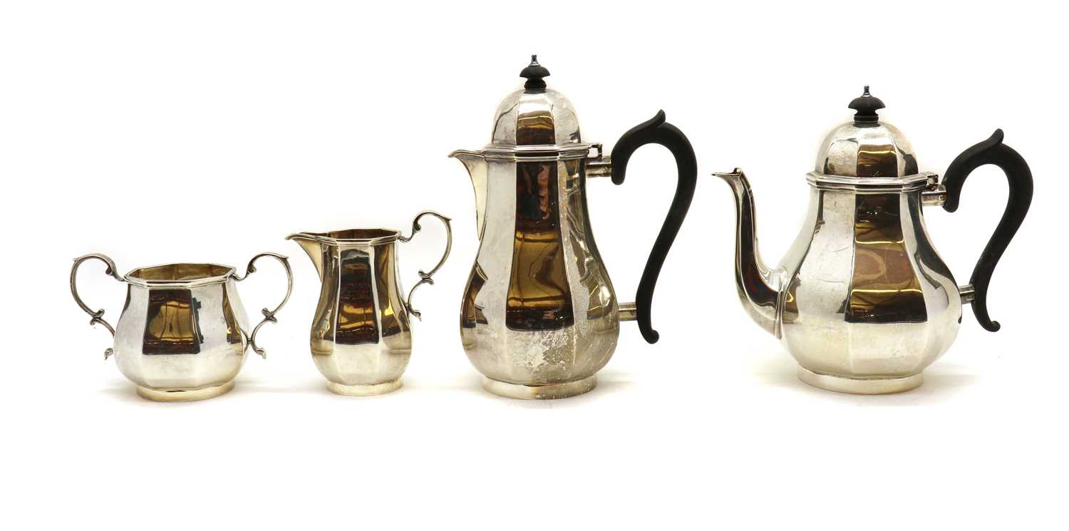 A four piece silver tea service