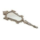 A silver plated hand mirror