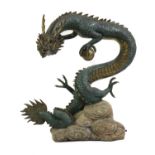 A large cold painted bronze Chinese dragon