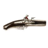 A Continental 54 bore flintlock double barrelled Weder type turn-over pistol,